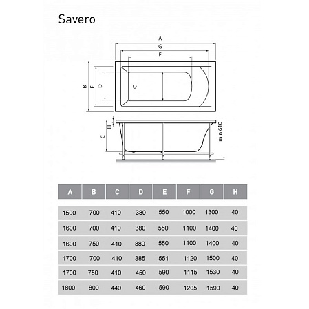 Акриловая ванна Vayer Savero Гл000009147 180x80