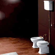 Унитаз Simas Arcade AR811bi + AR802bi с высоким бачком, с фурнитурой цвета золото