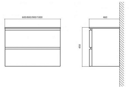 Тумба для комплекта BelBagno Energia BB600FCC-BB1460L/TL 60 tortora lucido, подвесная, 2 ящика