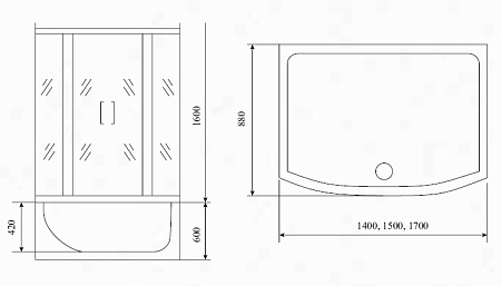 Душевой бокс Timo Standart T-1170 170x88x220 тонированное стекло/хром