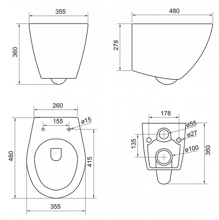 Унитаз подвесной BelBagno Alba BB125CH белый