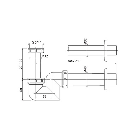 Сифон для раковины и биде AlcaPlast A45F-DN40