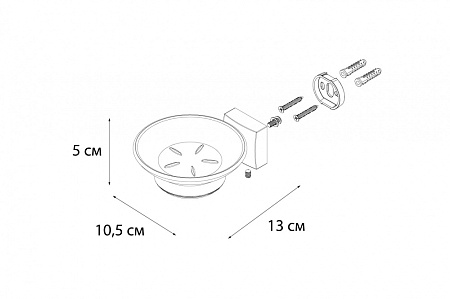 Мыльница стекло Fixsen Kvadro FX-61308 хром