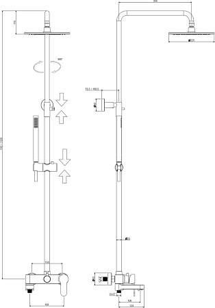 Душевая стойка Paffoni Blu ZCOL632NO черный матовый
