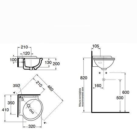 Раковина угловая Azzurra Jubilaeum JULS0353500MBI (JUB35/AN bi)*1 35x35 белый