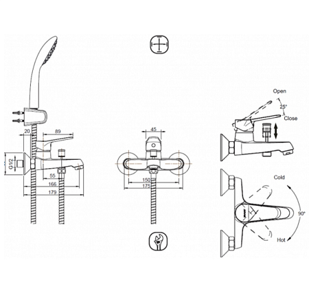 Смеситель Bravat Eco F6111147C-B для ванны с душем хром