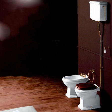 Унитаз Simas Arcade AR801bi + AR802bi с высоким бачком, с фурнитурой цвета золото