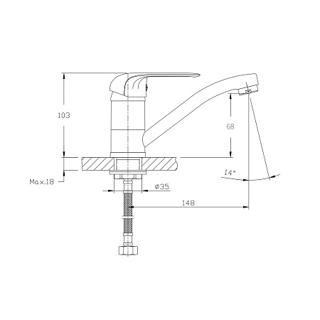 Смеситель для кухонной мойки RUSH Fiji FI1835-26 хром