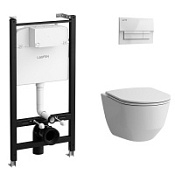 Комплект унитаз подвесной + инсталляция + кнопка Laufen PRO Rimless Z.RU93.0.761.6, клавиша белая Комплект унитаз подвесной + инсталляция + кнопка Laufen PRO Rimless Z.RU93.0.761.6, клавиша белая