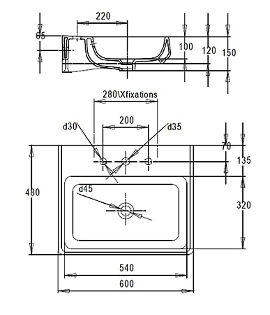 Раковина Jacob Delafon Fit E1188-00 60х48 см