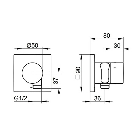 Переключатель потоков Keuco Ixmo 59549370202 черный матовый