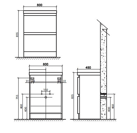 Раковина BelBagno Ancona-N/Energia-N EA-800-LVB 80 белая