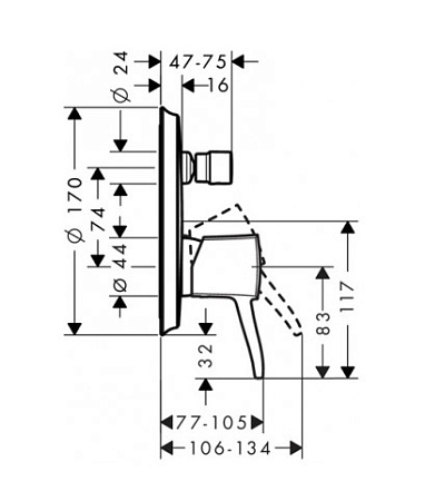 Смеситель Hansgrohe Metropol 32949000 для душа