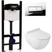 Комплект 4в1 инсталляции с WC и клавишей Valsir KIT VSCR 7317 Slim P1 белый/хром
