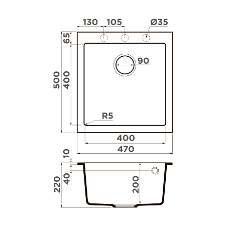 Кухонная мойка Omoikiri Bosen 47-BE 50x47x19 ваниль