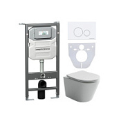 Комплект Ceramica Nova Balearica CN6000_1001W_1000 подвесной унитаз + инсталляция + кнопка