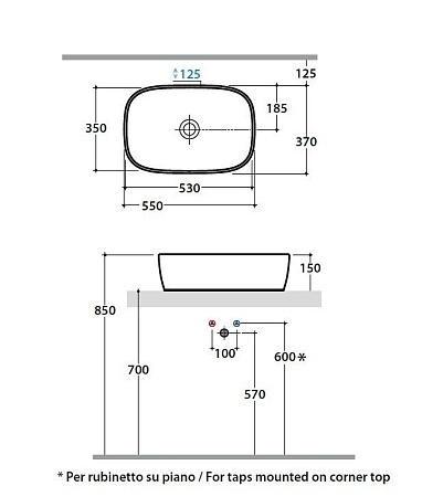 Раковина Globo Genesis GE044.BI*0 55*37 белый