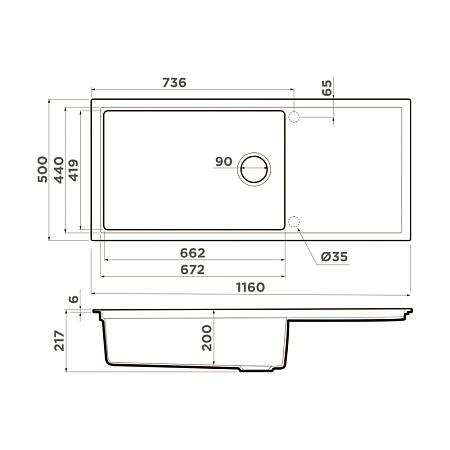 Кухонная мойка Omoikiri Sintesi 116-GB 116x50x21.7 графит