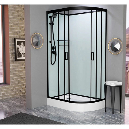 Душевая кабина Frank F412L Black 120x80 без крыши, стекло прозрачное, черный