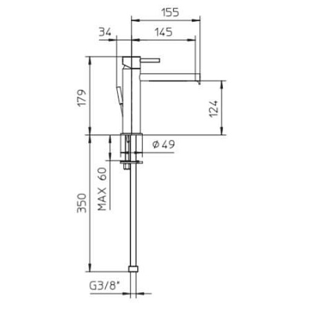 Смеситель Palazzani Digit 49304510 для раковины Midi, хром