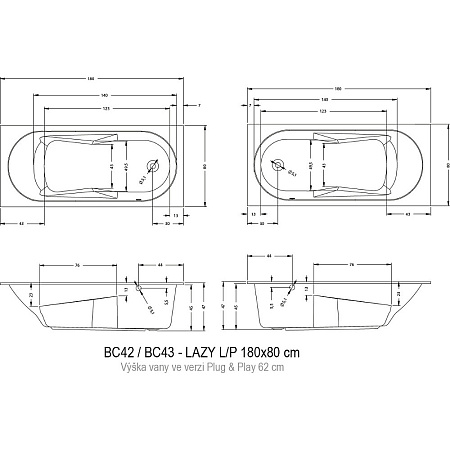 Ванна акриловая Riho Lazy B082001005 180x80 R