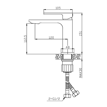 Смеситель Orange Lutz M04-021cr для раковины, хром