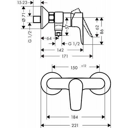 Смеситель Hansgrohe Talis E 71760670 для душа, черный матовый