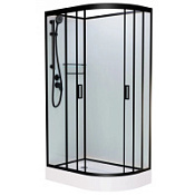 Душевая кабина Frank F412L Black 120x80 без крыши, стекло прозрачное, черный