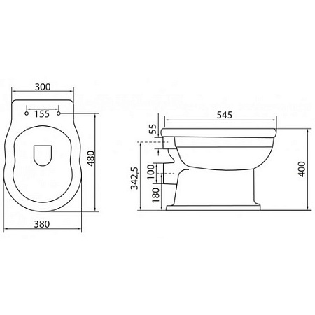 Унитаз приставной BelBagno Boheme  BB115CB горизонтальный выпуск