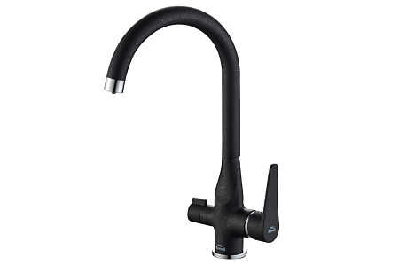 Смеситель Zorg Steel Hammer SH 910 BLACK CR для кухонной мойки/для фильтра, черный металл/хром