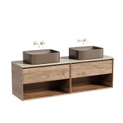 Тумба с раковиной и столешницей Sancos Marmi 1.0 160 MR1.080ECH+TT160A2 дуб чарльстон/Kreman