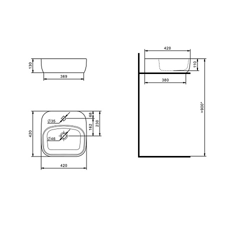 Мебельная раковина Aquaton Одри 1WH501709 42х42