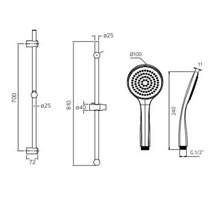 Душевой гарнитур Palazzani 9920N410G хром