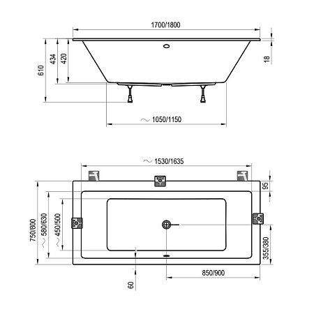 Ванна акриловая Ravak Formy C881300000 180x80