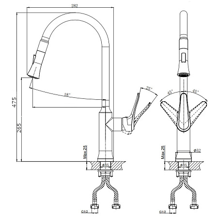 Смеситель для кухонной мойки RUSH Jawa JA0735-24 хром