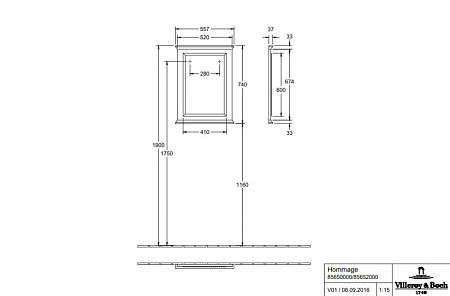 Зеркало Villeroy & Boch Hommage 856500MT 55 белое