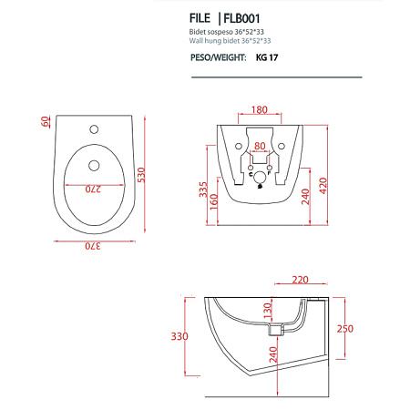 Биде подвесное ArtCeram File 2.0 FLB001 42;00 petrolio