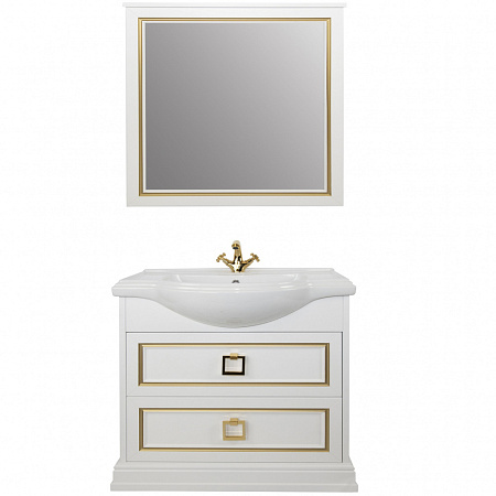 Тумба с раковиной Tessoro Foster TS-F9080-C-W-G 80 белый с патиной золото