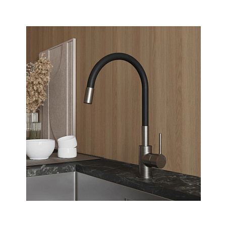 Смеситель для кухни Milardo Meal M01BN0FM05 с гибким изливом черный