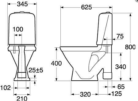 Напольный унитаз-компакт Gustavsberg Basic 390 с крышкой-сиденьем