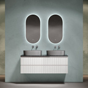 Мебель для ванной со столешницей Sancos Snob R 140 SNR70W+TT140A1 Bianco/Black Sky