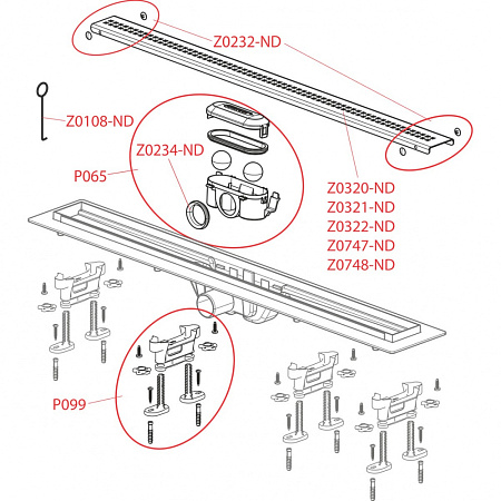 Душевой лоток AlcaPlast APZ9-650M 650 Simple с решеткой и опорами