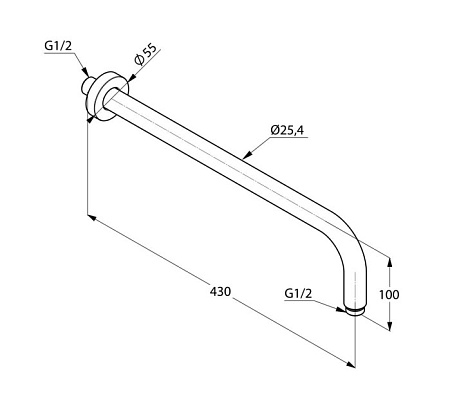 Кронштейн  для верхнего душа Kludi A-QA 6651439-00 для ванны и душа, черный матовый