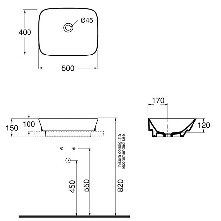 Раковина Azzurra Prua PRLN05040000BI/(PRU50/IN bi)*0 50x40 белый