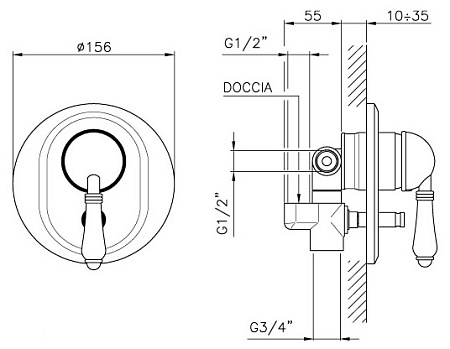 Смеситель Nicolazzi Signal 3460 BZ 75 для ванны с душем