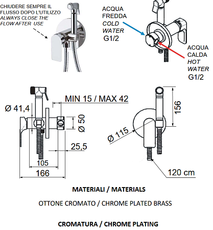 Гигиенический душ со смесителем Remer Infinity I65W хром