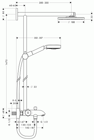 Душевая стойка Hansgrohe Raindance Showerpipe 27141000