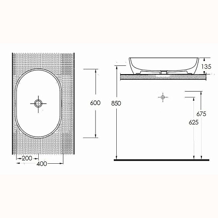 Раковина на столешницу beWash Bogen 88601080 60x40x13,5 антрацит