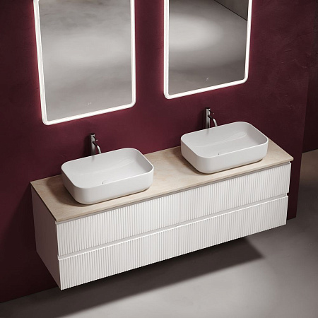 Мебель для ванной со столешницей Sancos Snob T 160 SNT80W+TT160A2X Bianco/Kreman