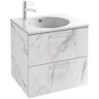 Тумба с раковиной Jacob Delafon Odeon Rive Gauche EB2520-R5-NR4 60 белый мрамор, ручки хром